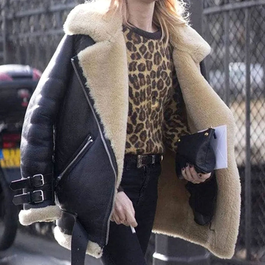 Arabella | Aviator Jacket with Faux Shearling Lapel