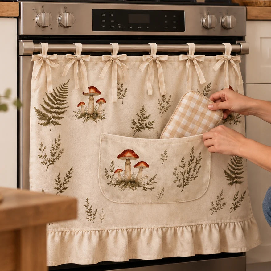 Haven Pumpkin Kitchen Handle Skirt | Adjustable Ruffled Polyester with Pockets 10