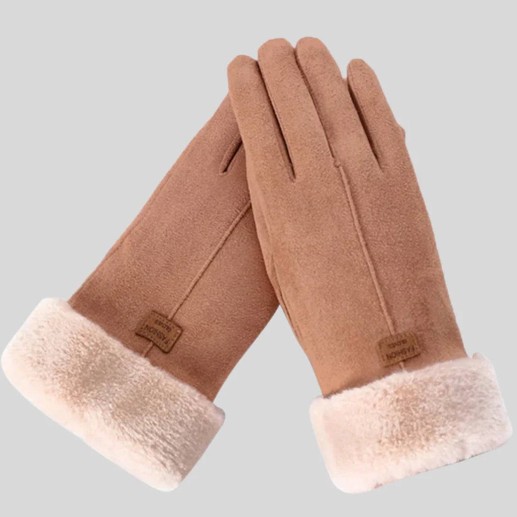 Athena | Gloves with Faux Fur Cuff and Stitching