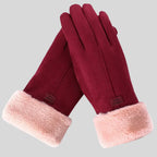 Athena | Gloves with Faux Fur Cuff and Stitching