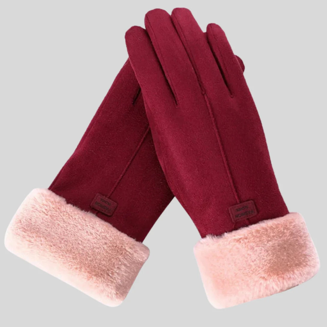 Athena | Gloves with Faux Fur Cuff and Stitching