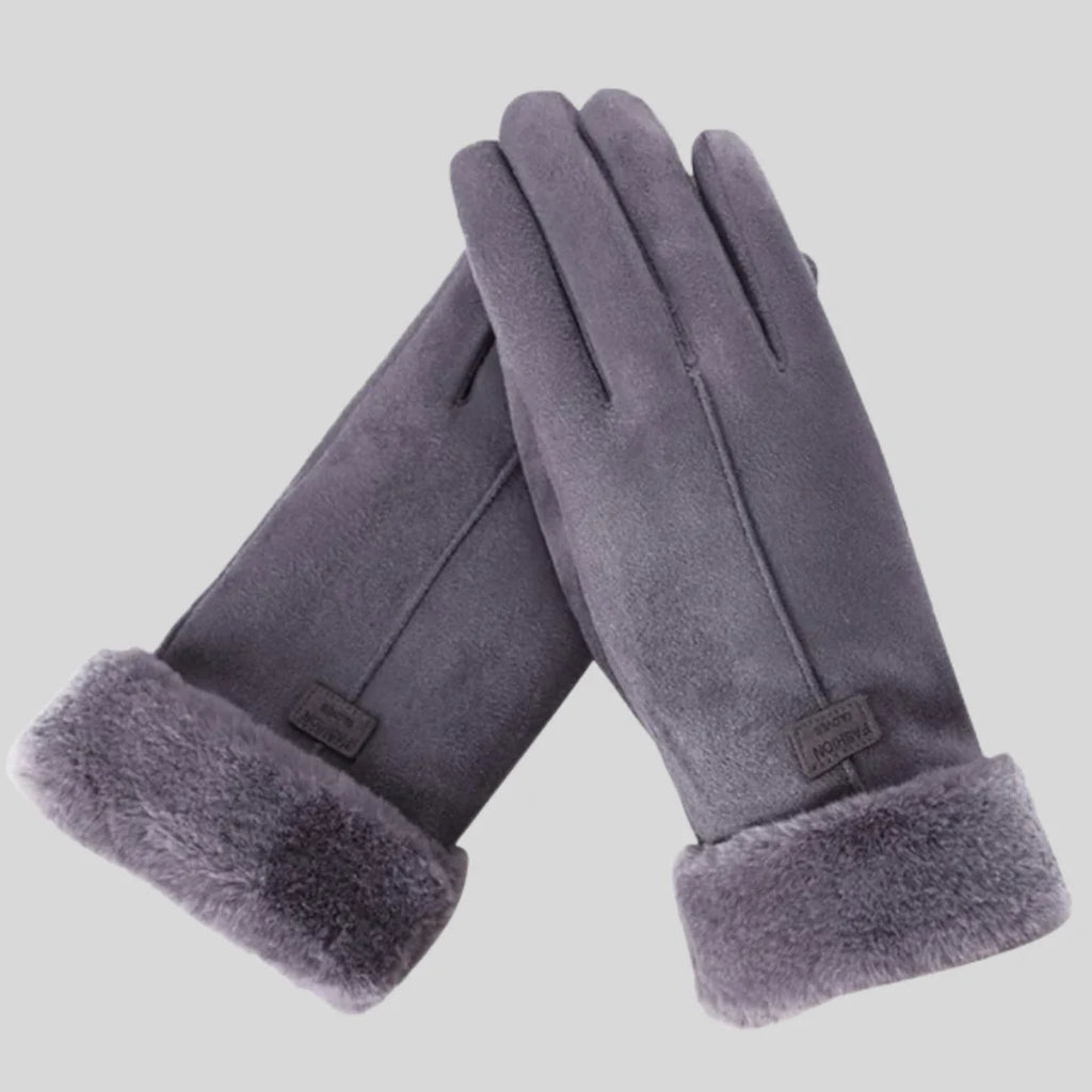 Athena | Gloves with Faux Fur Cuff and Stitching