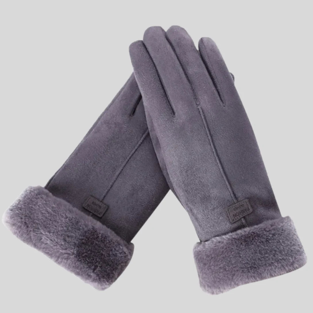 Athena | Gloves with Faux Fur Cuff and Stitching