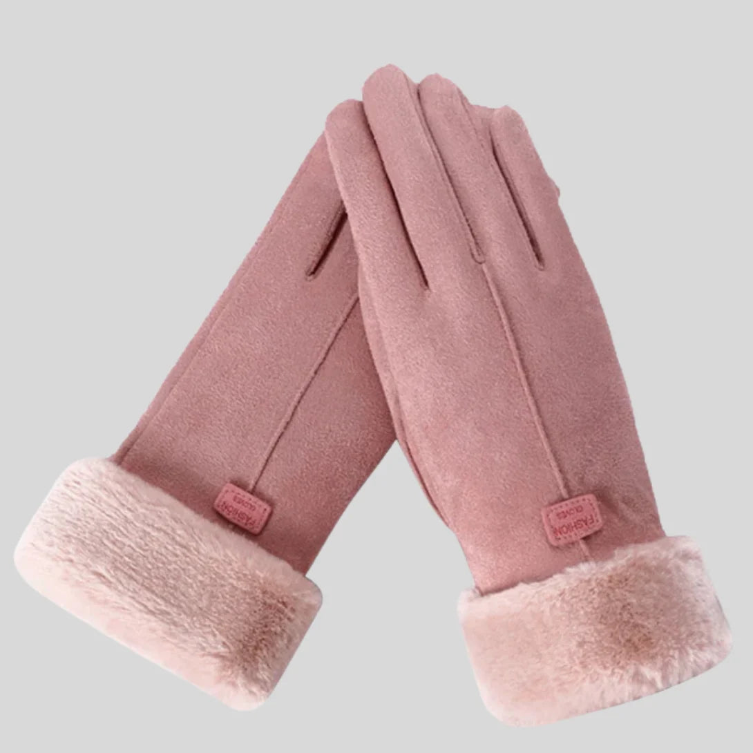 Athena | Gloves with Faux Fur Cuff and Stitching