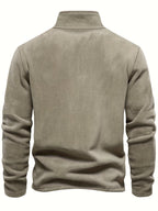 Hugo pullover med halv lynlås og krave set bagpå i kaki