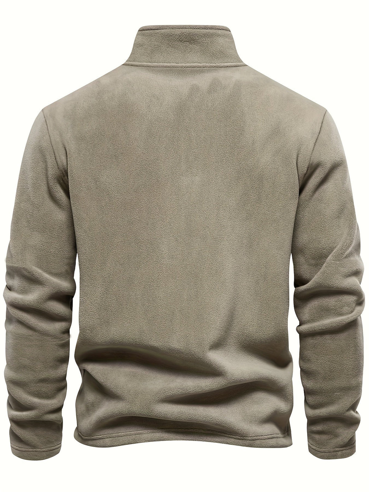 Hugo pullover med halv lynlås og krave set bagpå i kaki