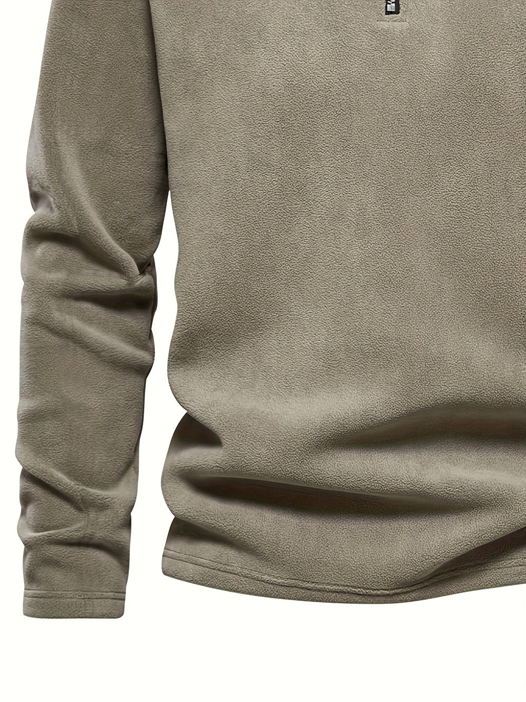 Hugo pullover i kaki med halv lynlås, tæt pasform ved taljen