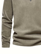 Hugo pullover i kaki med halv lynlås, tæt pasform ved taljen