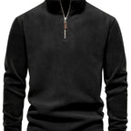 Hugo pullover med halv lynlås og krave i sort, langærmet
