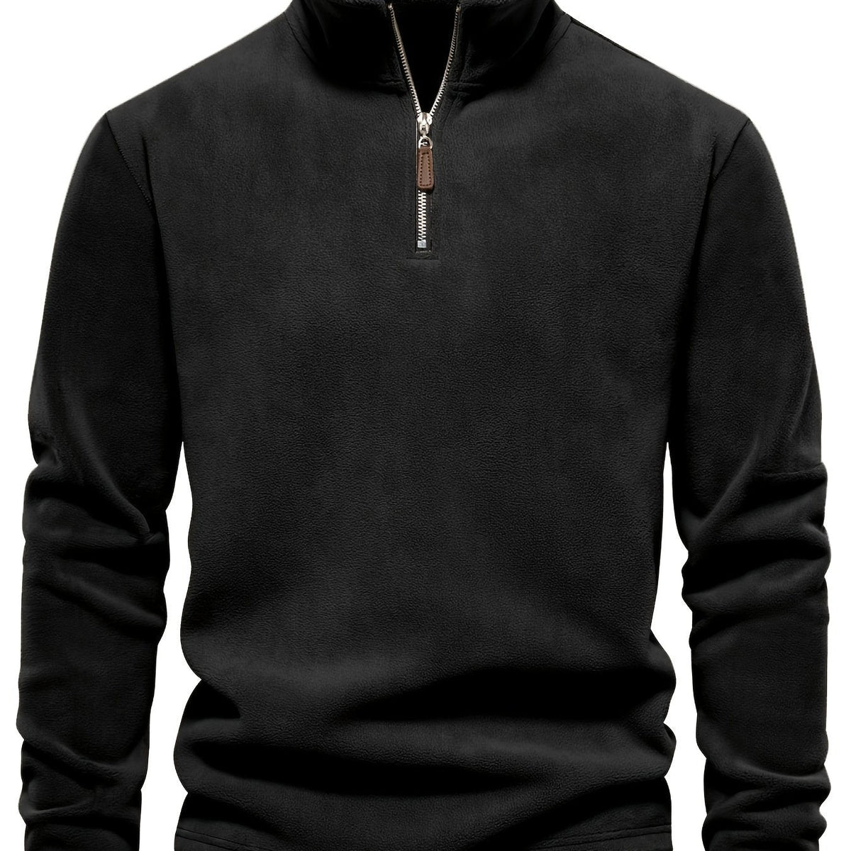 Hugo pullover med halv lynlås og krave i sort, langærmet