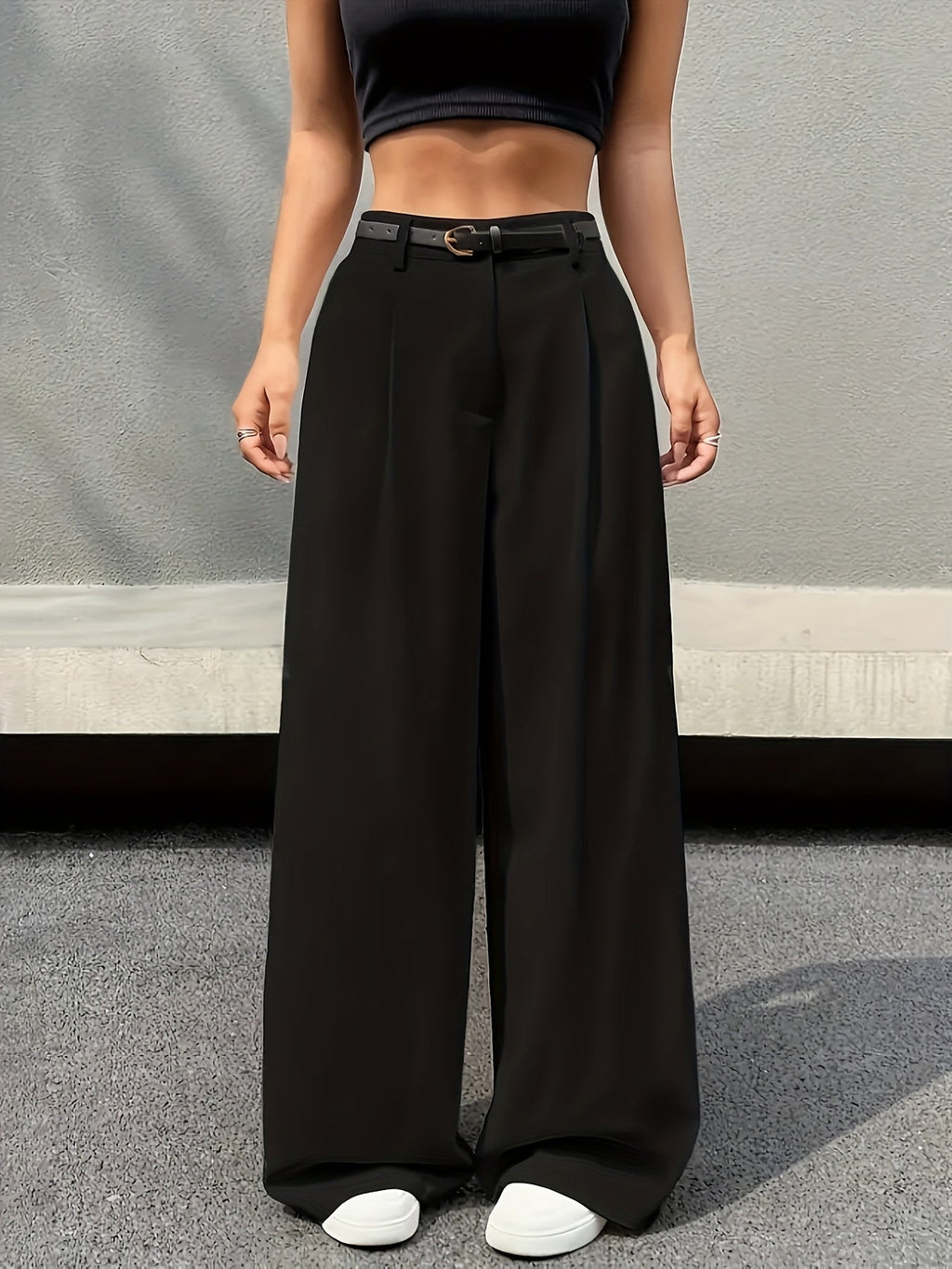 Ida Wide Trousers | High Waist, Pleated Design 0