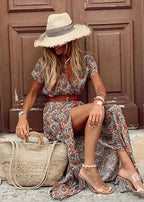 Trinity | V-Neck Maxi Dress with Flutter Sleeves