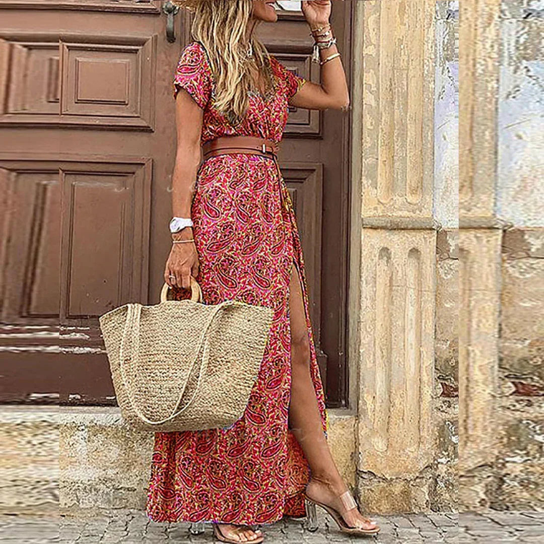 Trinity | V-Neck Maxi Dress with Flutter Sleeves