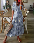 Joy | Ankle-Length V-Neck Dress with Ruffle