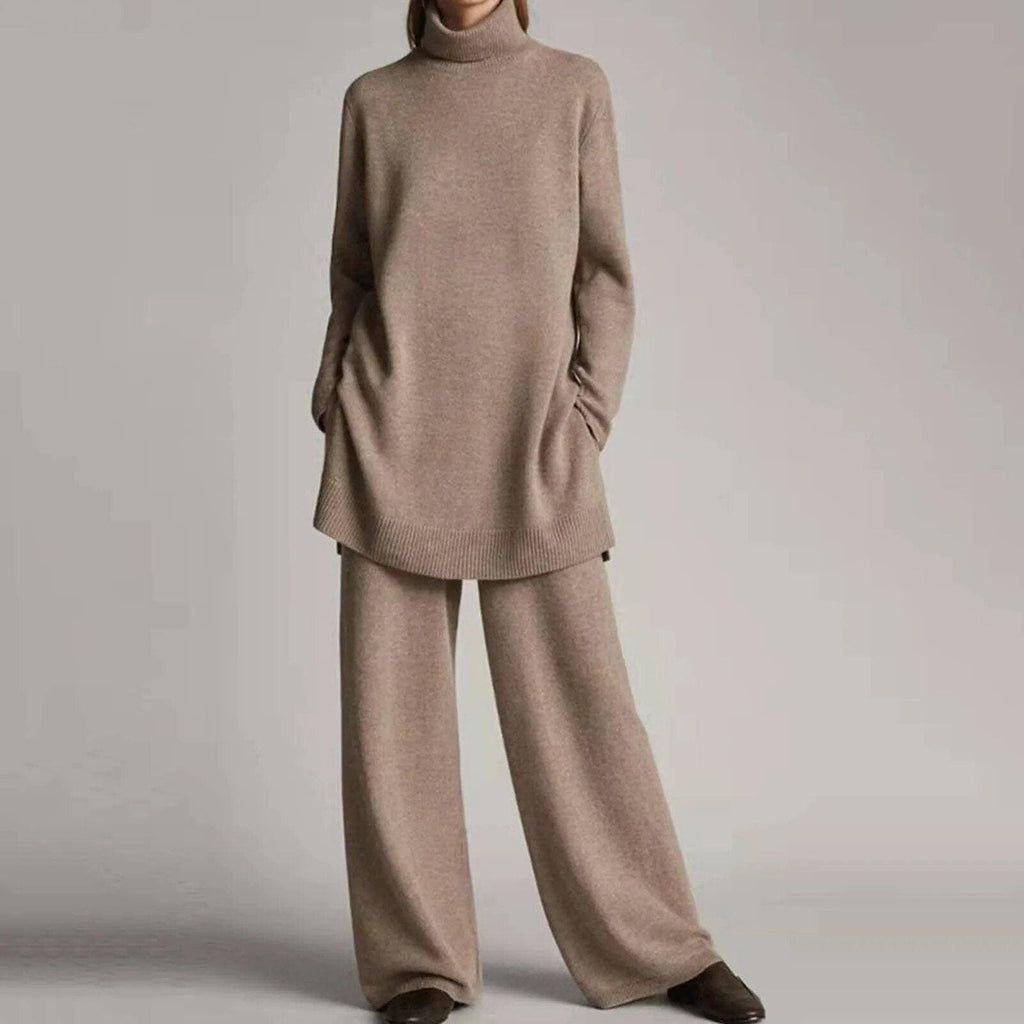 Kira | Ribbed Lounge Set with Wide-Leg Pants