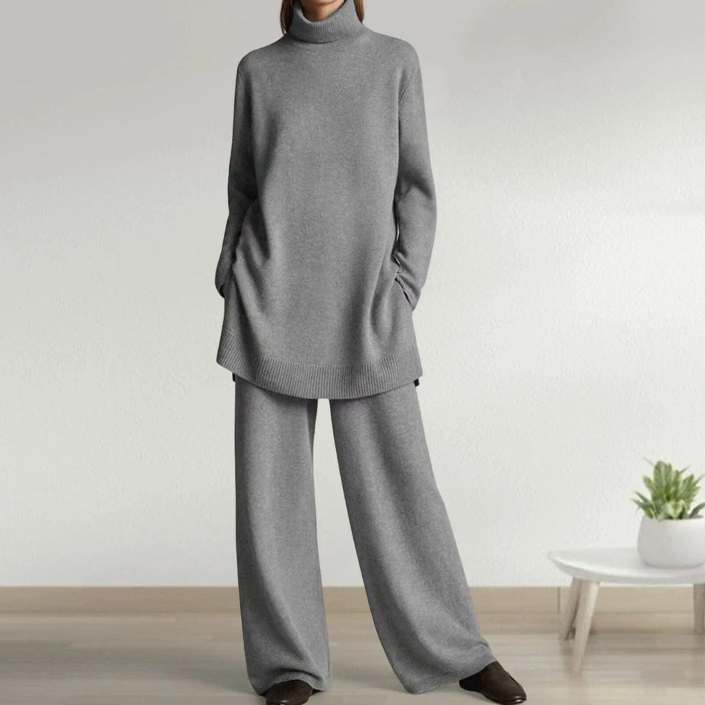 Kira | Ribbed Lounge Set with Wide-Leg Pants