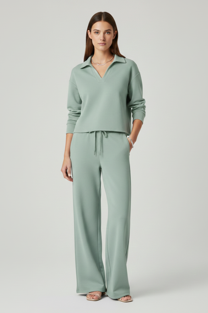 Kira | V-Neck Top and Wide-Leg Pants Set