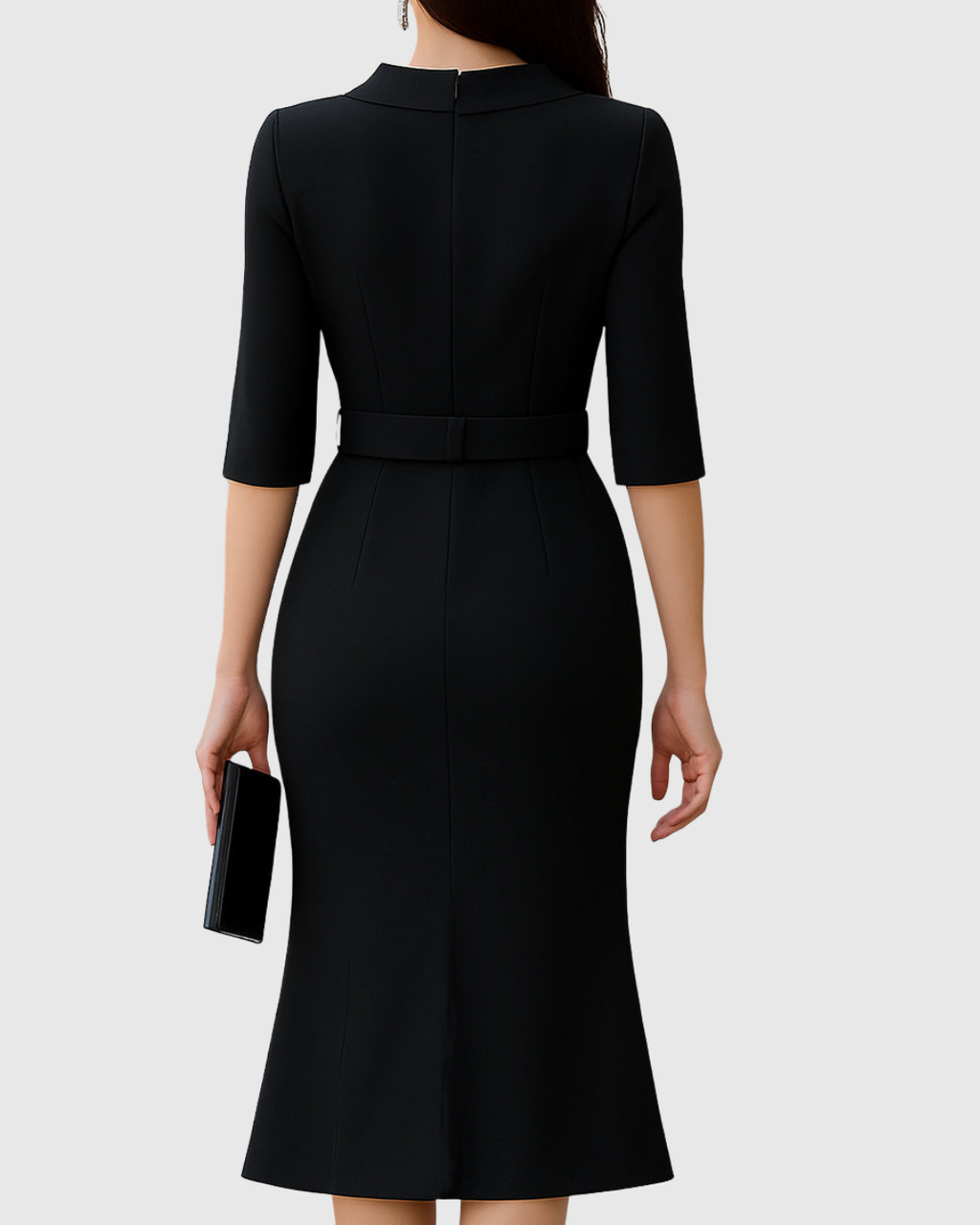 Klara | Belted Midi Dress with High Neckline