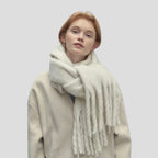 Elise | Brushed Long Scarf with Twisted Tassels