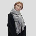 Elise | Brushed Long Scarf with Twisted Tassels