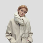 Elise | Brushed Long Scarf with Twisted Tassels