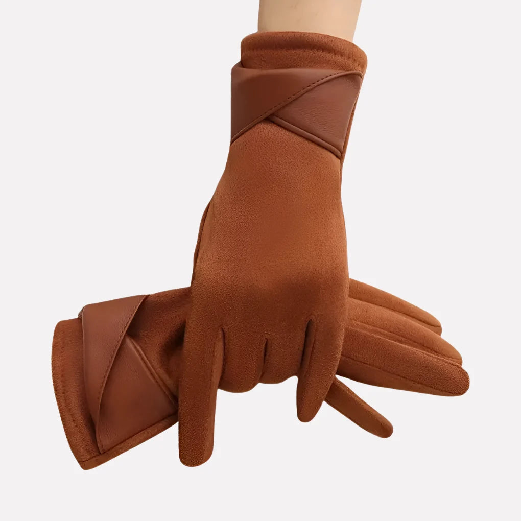 Aubree | Criss-Cross Panel Gloves with Contrast Cuff
