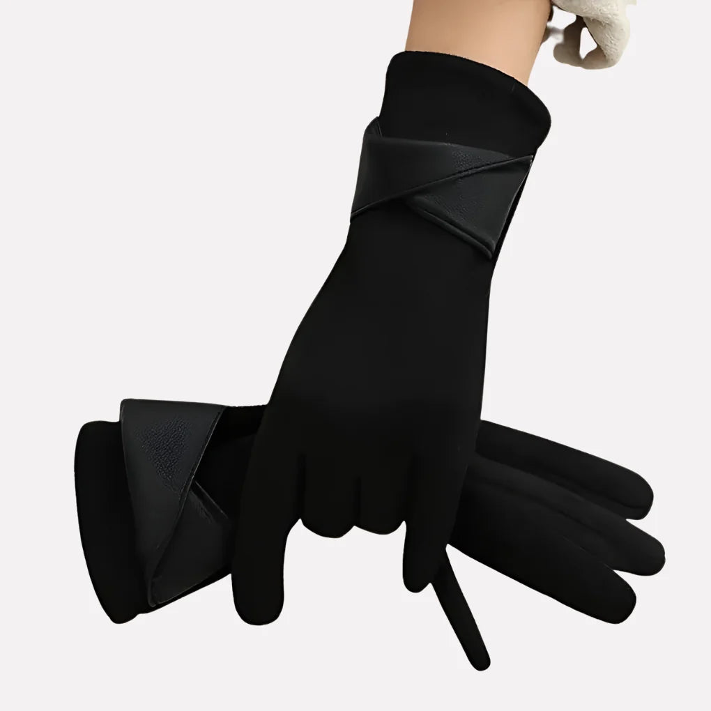 Aubree | Criss-Cross Panel Gloves with Contrast Cuff