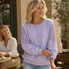 Rylee | Floral Lace Panel Pullover Sweatshirt