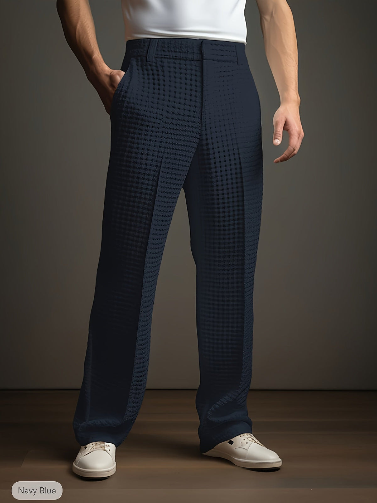 Villads | Waffle-textured trousers with pleats and a pressed crease