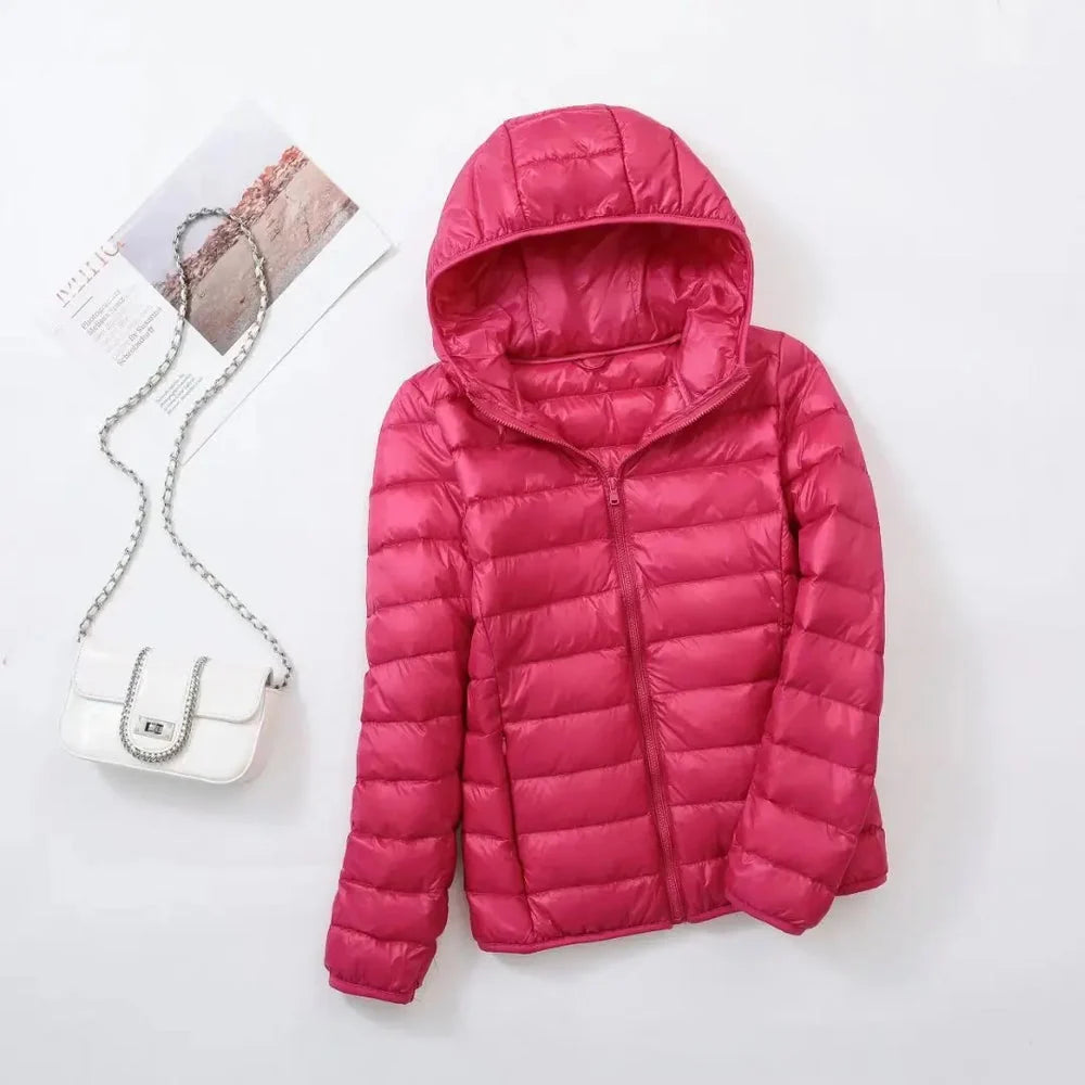 Iris | Long Hooded Puffer Jacket with Channel Quilting