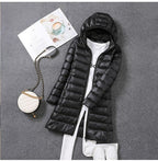 Iris | Long Hooded Puffer Jacket with Channel Quilting
