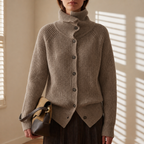 Caitlin | High Turtleneck Cardigan with Front Buttons