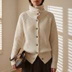 Caitlin | High Turtleneck Cardigan with Front Buttons