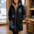 Peyton | Hooded Fleece-Look Coat with Leaf Print