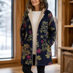 Peyton | Hooded Fleece-Look Coat with Leaf Print
