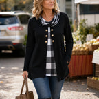 Liora Long-Sleeve Tunic | Soft Stretch Knit, Faux-Layered Plaid Detail, Perfect for Leggings 6