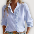 Livia | Ruffle Button-Down Long-Sleeve Blouse