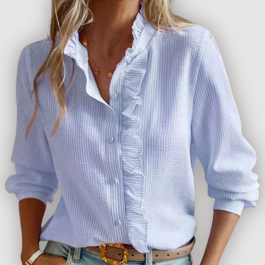 Livia | Ruffle Button-Down Long-Sleeve Blouse