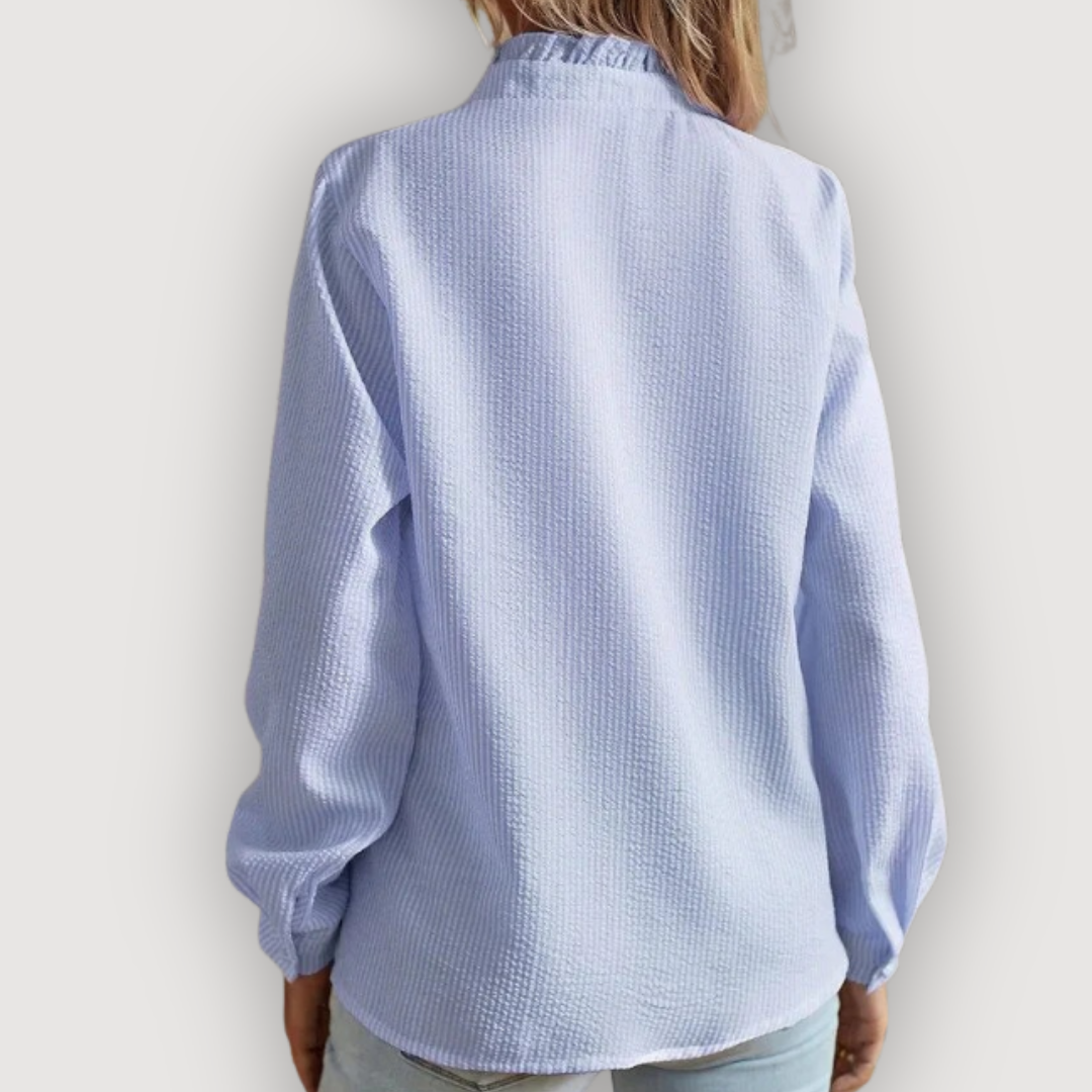 Livia | Ruffle Button-Down Long-Sleeve Blouse