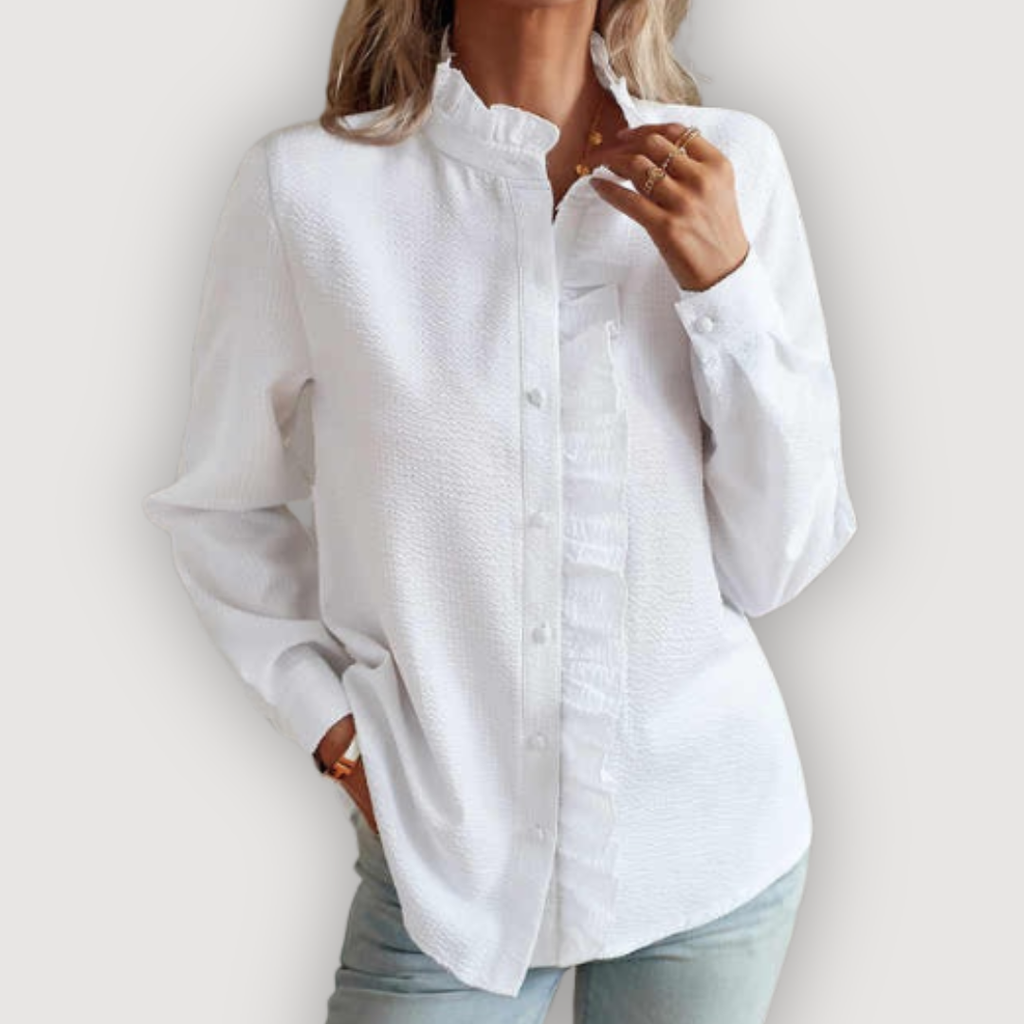 Livia | Ruffle Button-Down Long-Sleeve Blouse