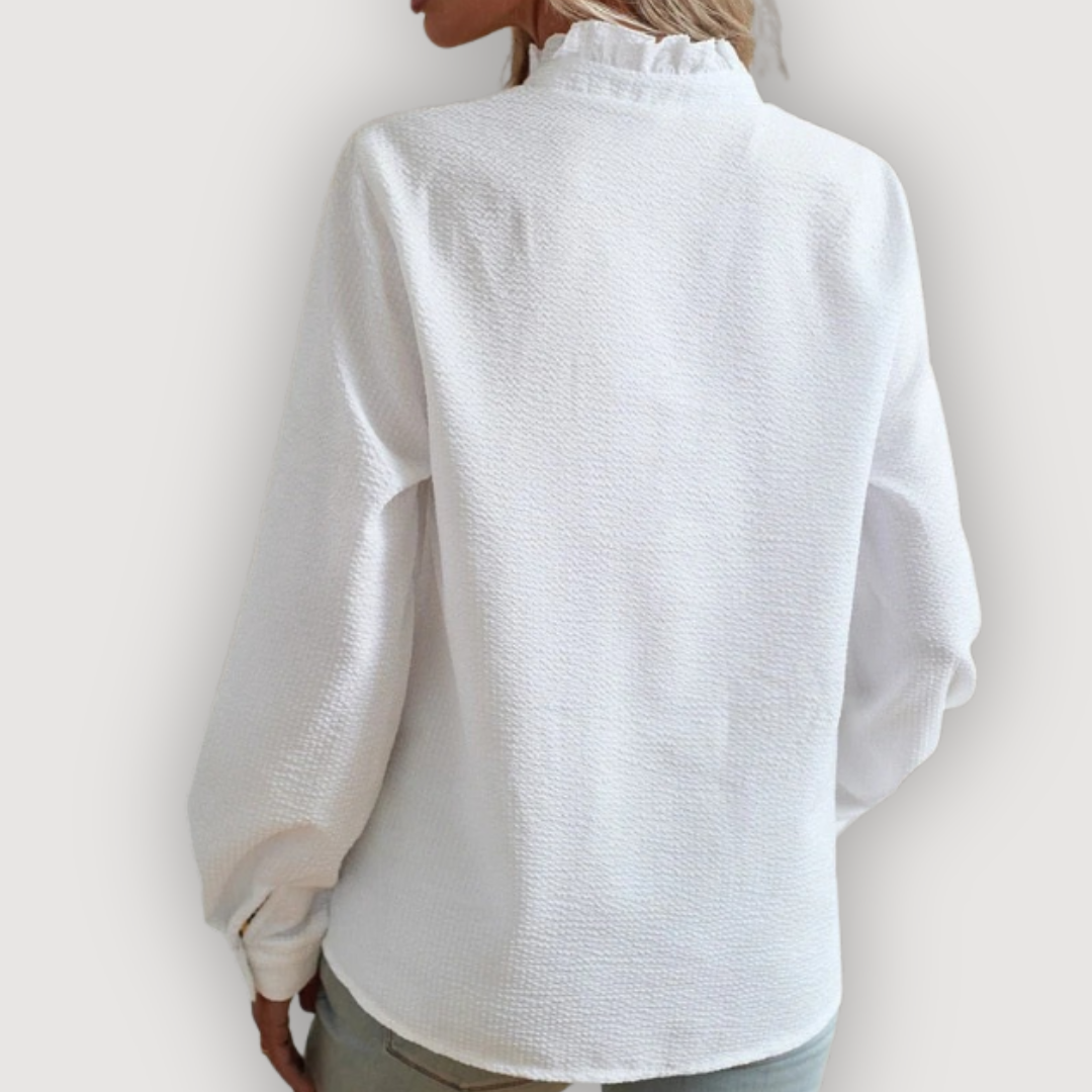 Livia | Ruffle Button-Down Long-Sleeve Blouse
