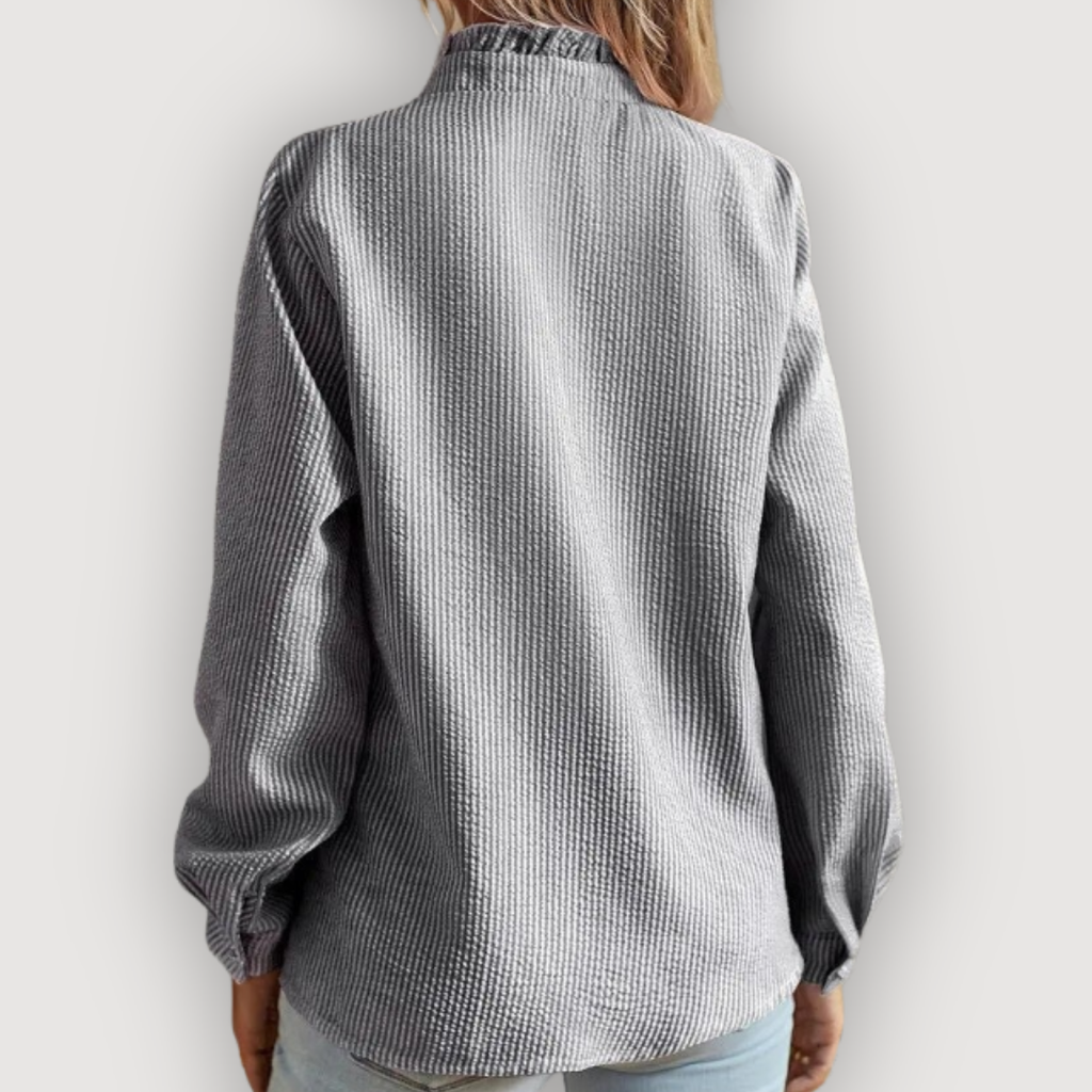 Livia | Ruffle Button-Down Long-Sleeve Blouse