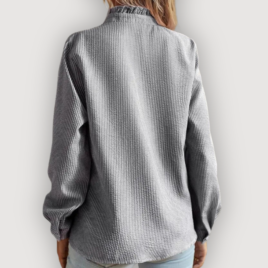 Livia | Ruffle Button-Down Long-Sleeve Blouse