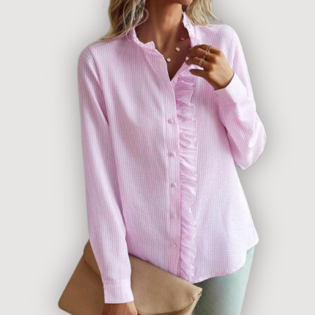 Livia | Ruffle Button-Down Long-Sleeve Blouse