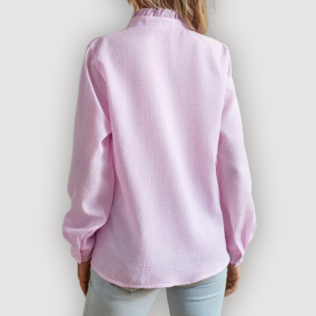Livia | Ruffle Button-Down Long-Sleeve Blouse