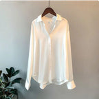 Livia | Long-Sleeved Button-Down Blouse with Hi-Lo Hem