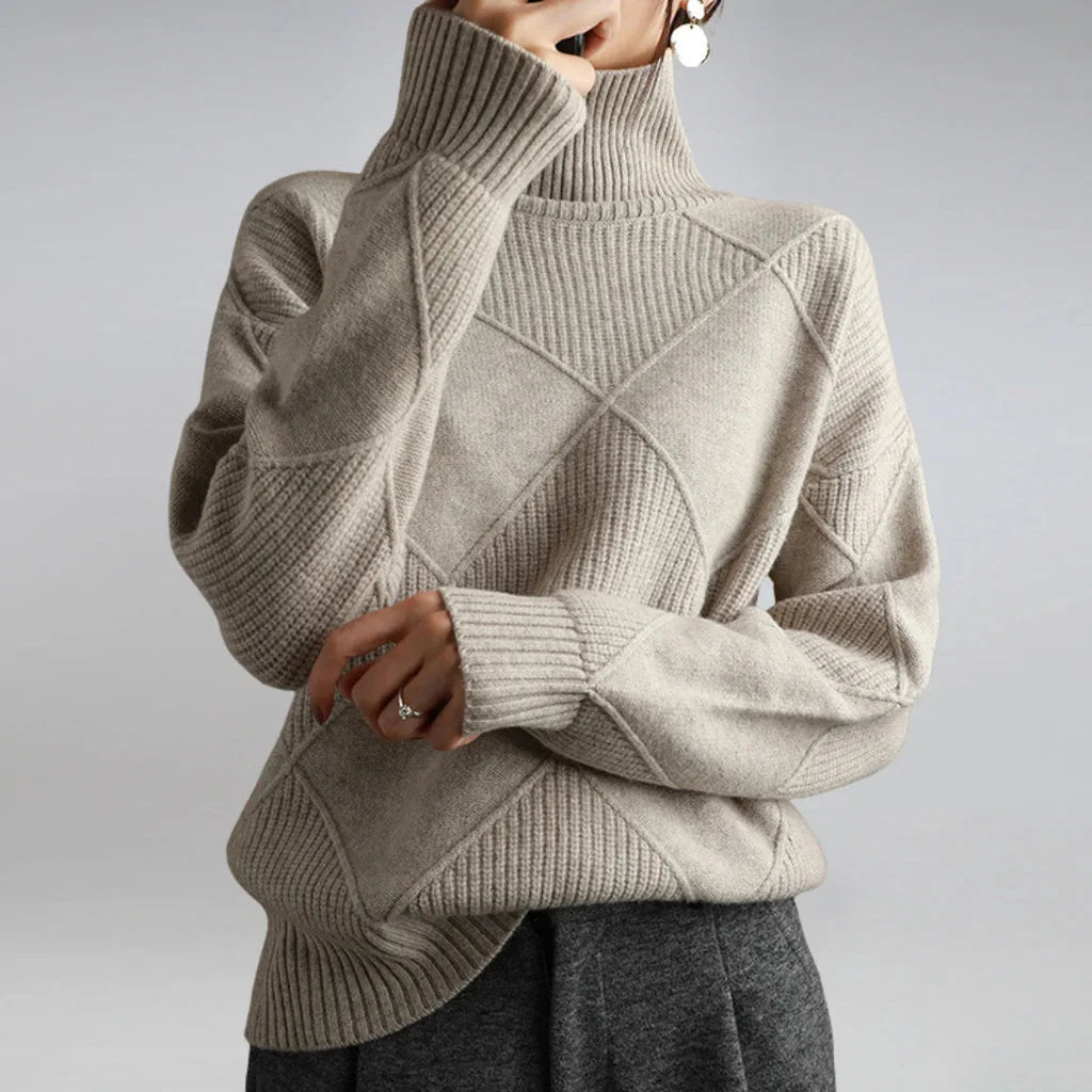 Lilly | Turtleneck Sweater with Diamond Pattern