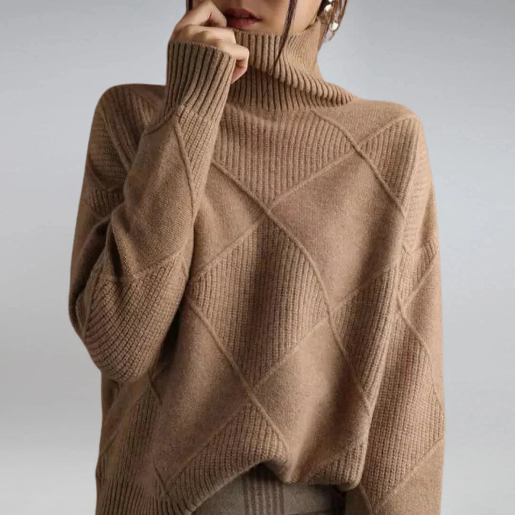 Lilly | Turtleneck Sweater with Diamond Pattern