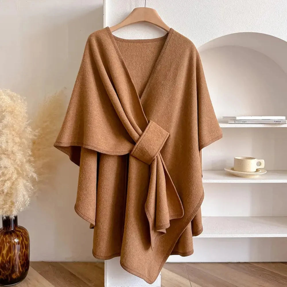 Aspen | Poncho with Deep V-Neck and Asymmetrical Hem