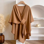 Aspen | Poncho with Deep V-Neck and Asymmetrical Hem